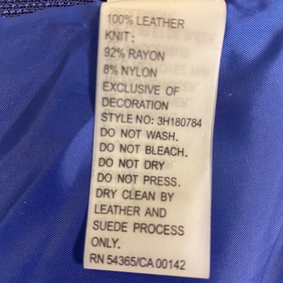 Peter Nygard Women's Cobalt Blue Ruffles & Studded Leather Jacket Size M - Picture 6 of 8